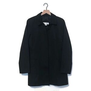 1 Madison Black Blazer Trench Coat Hidden Button Front Long Jacket Size Medium